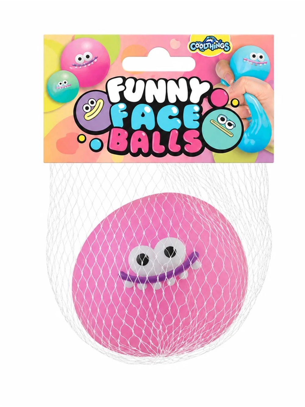ORB Curiosities Funny Face Balls Pink Funny Face Ball Squishy NWT